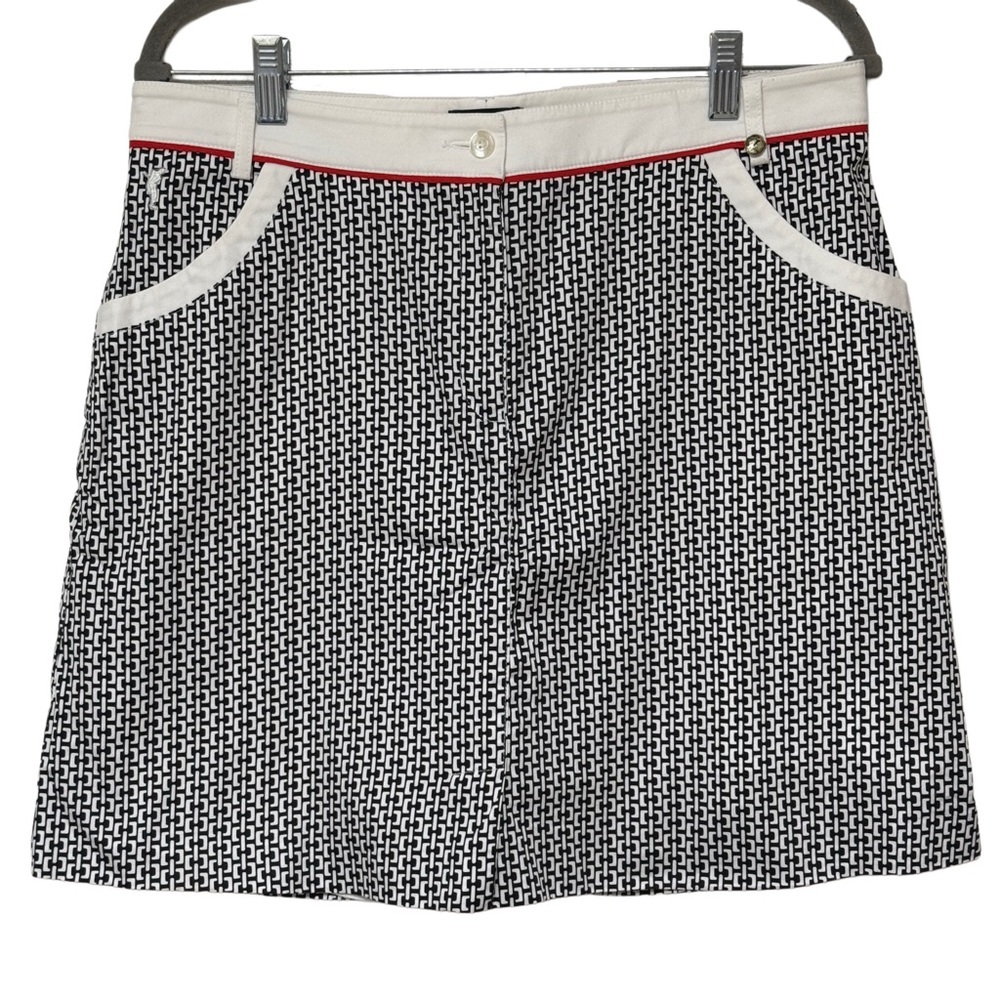 {GOLFINO} Golf Chain Link Print Red Trim Mini Skirt Skort